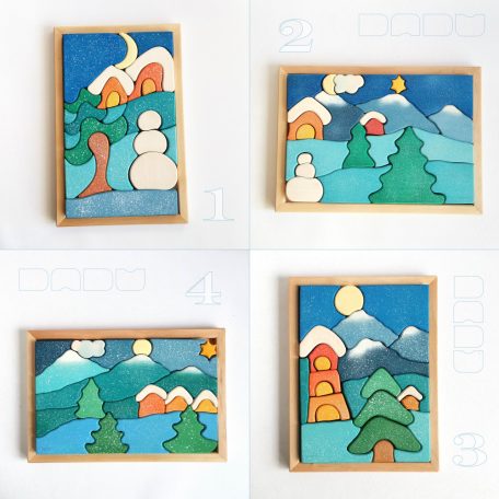 Winter landscape - Advent Calendar wooden tray puzzle