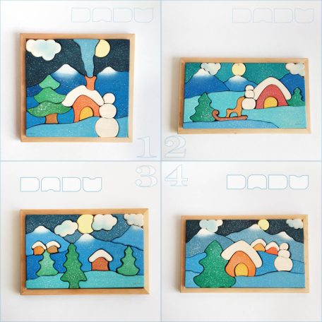 Snowy landscape - Advent Calendar wooden tray puzzle