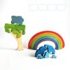 Elephant family below the rainbow