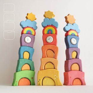 Skyscrapers with Rainbows—Multi Storey Building Toys