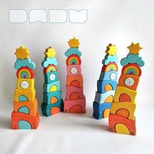 Skyscrapers with Rainbows—Multi Storey Building Toys