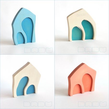 Neighbours - two-door cottages - developmental wooden toys