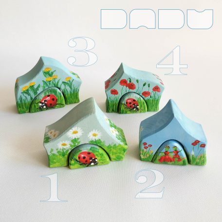 Summer hut—cheerful, unique, handpainted wooden toy house from DaduVillage