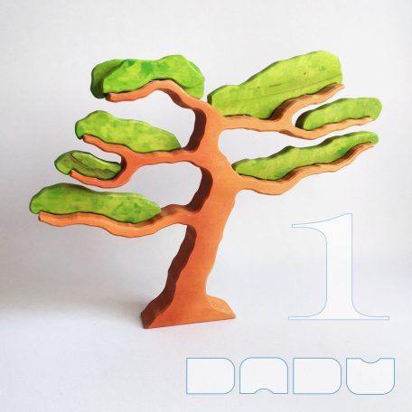 Spravling trees with removable foliages—skill-building wooden toys