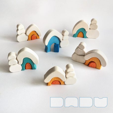 Snowy cottages with snowman - various designs - wooden puzzles for christmas