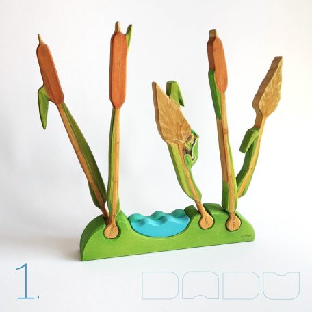 Lakeside DaduGarden with reeds and frog - developmental wooden toy for children 