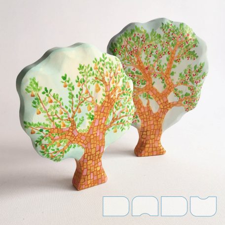 Spring-summer trees from the fairy tale forest: double-sided decorative wooden toys