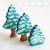 Snowy pine trees: decorative wooden toys, various designs