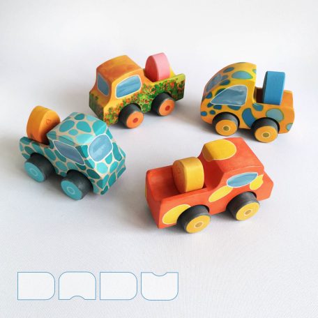 Log and egg transport wooden toy trucks - various designs