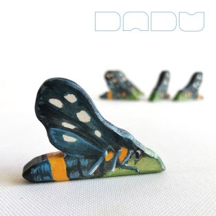 Nine-spotted moth - handpainted unique wooden insect toy