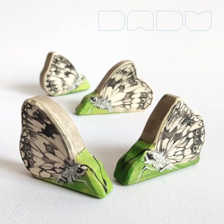 Marbled white - handpainted unique wooden butterfly