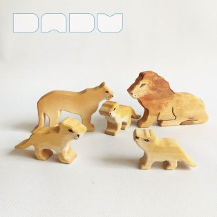 Lion family - wooden toy animal figures